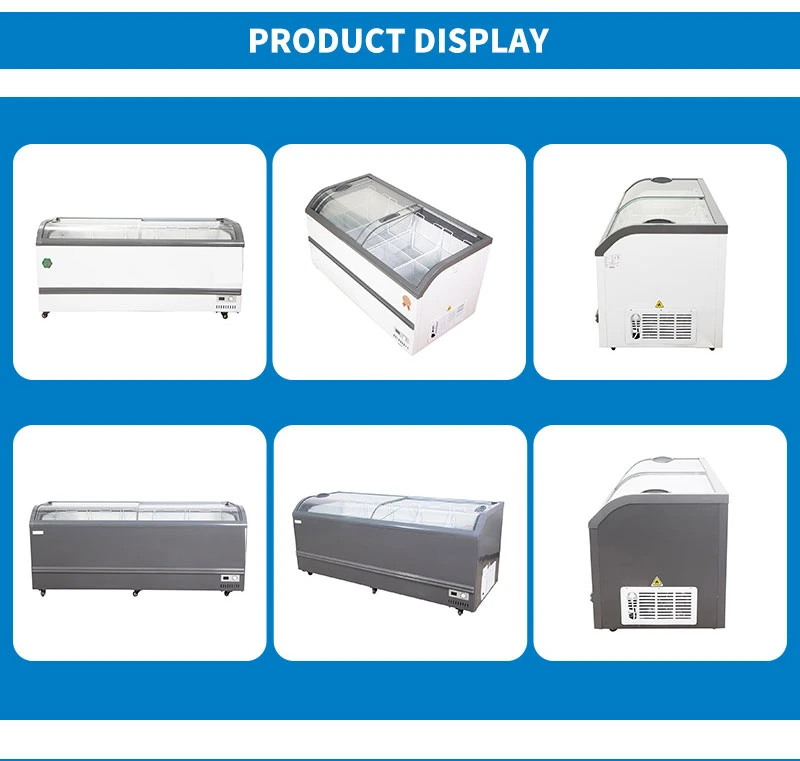 Supermarket Combined Commercial Frozen Food Open Top Glass Sliding Door Mobile Deep Chest Island Freezer