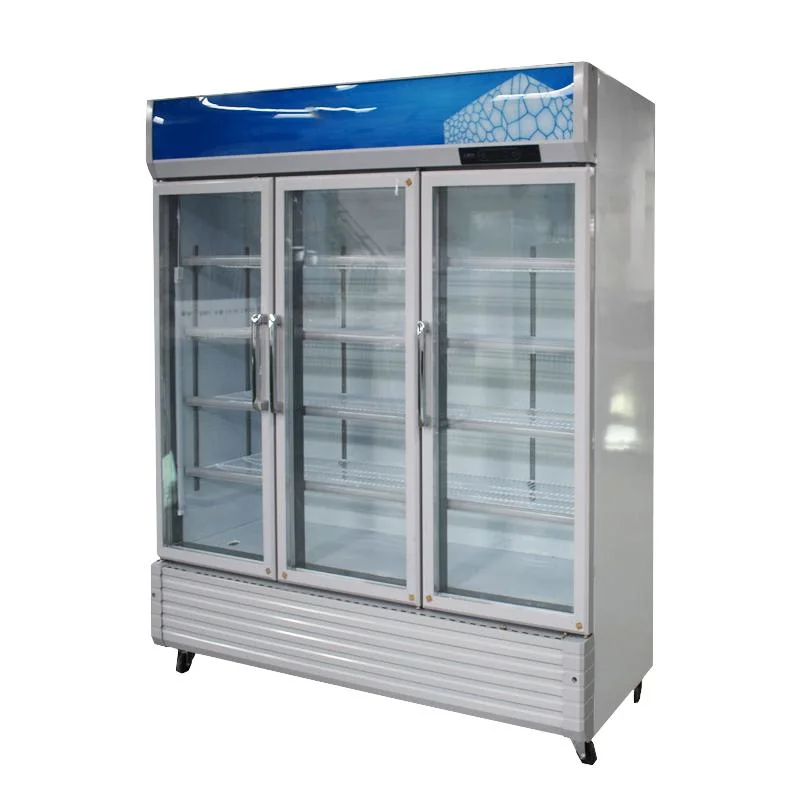 Custom Upright Glass Door Freezer Beverage Display Showcase Fridge