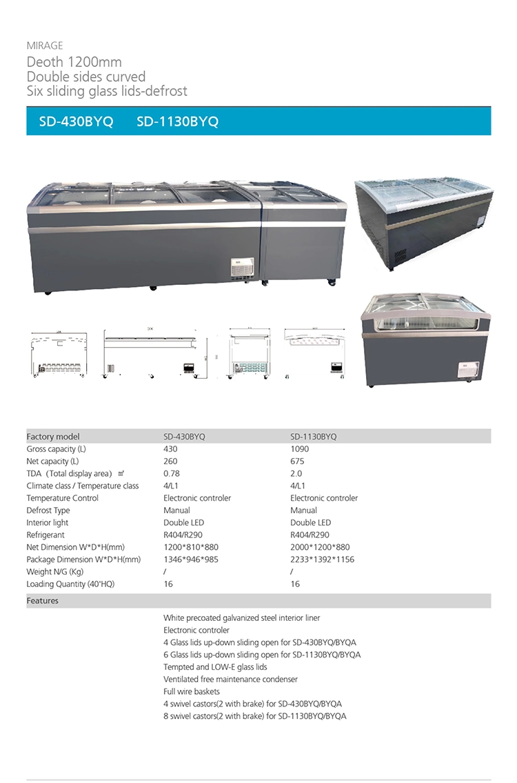 Supermarket Combined Island Refrigeration Equipment Meat Food Fridge Display Freezer/Deep Chest Freezer Refrigerator