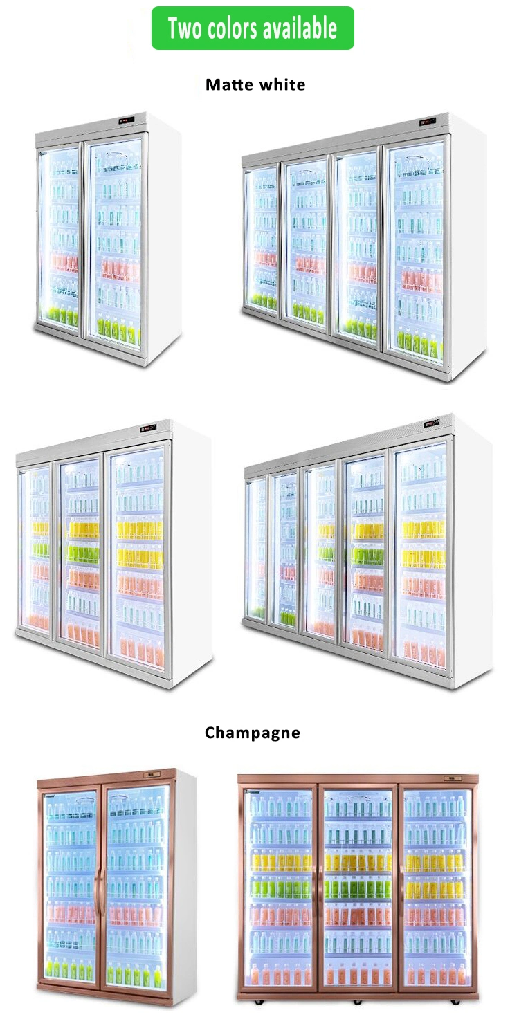 Supermarket Commercial Upright Freezer Drinks Display 3 Door Glass Door Fridge